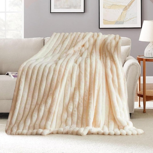 Striped Fake Fur Blanket