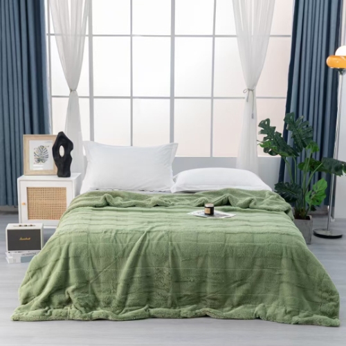 Check Design Faux Fur Blanket with Sherpa