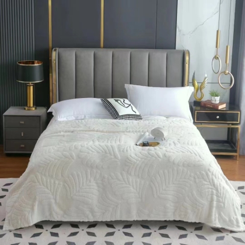 Jacquard Throw Blanket Leaves Pattern