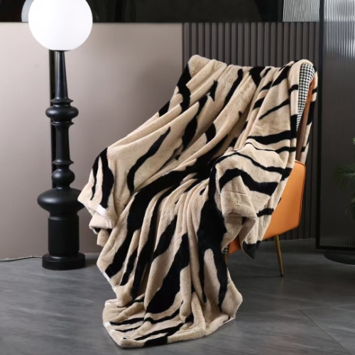 Animal Printed Faux Fur Throw Blanket