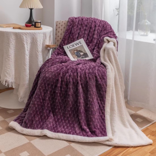 Jacquard Fleece Blanket with Sherpa