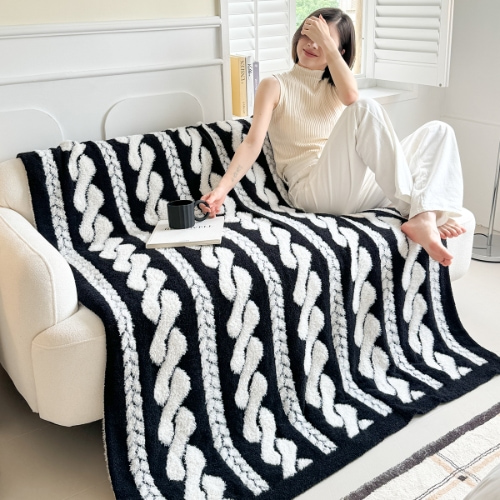 Faux Feather Yarn Throw Blanket