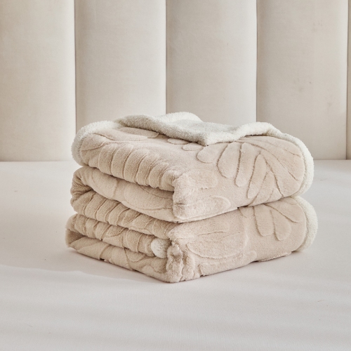 Jacquard Faux Fur blanket with Sherpa 