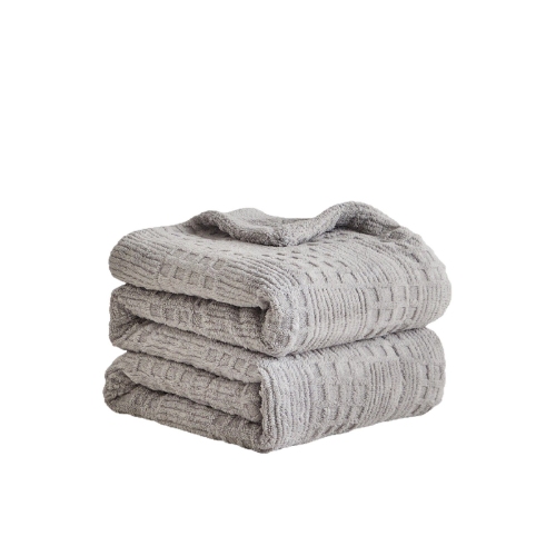 Jacquard Waffle Sherpa Fleece Blanket Throw