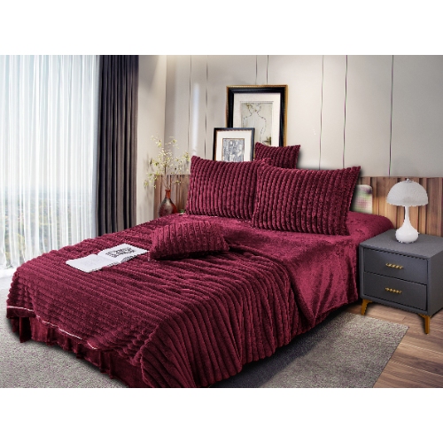 Striped Faux Fur Duvet Cover Set