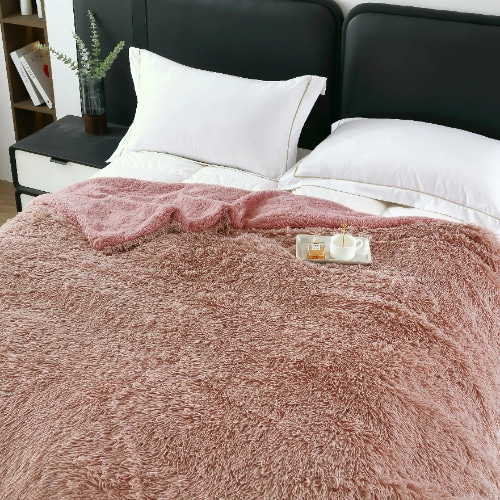 PV Plush Long Pile Blanket with Sherpa